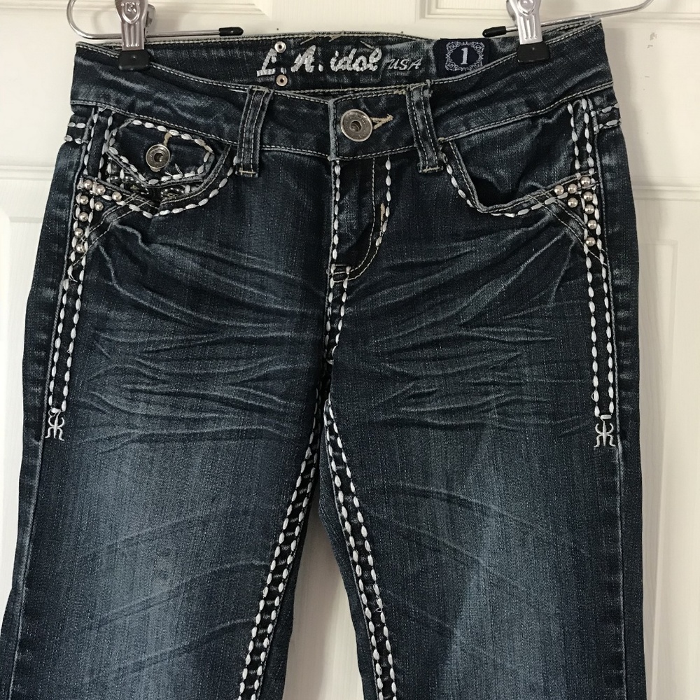 L.A. Idol Jeans Worn Size 1 Boot cut - Picture 2 of 8